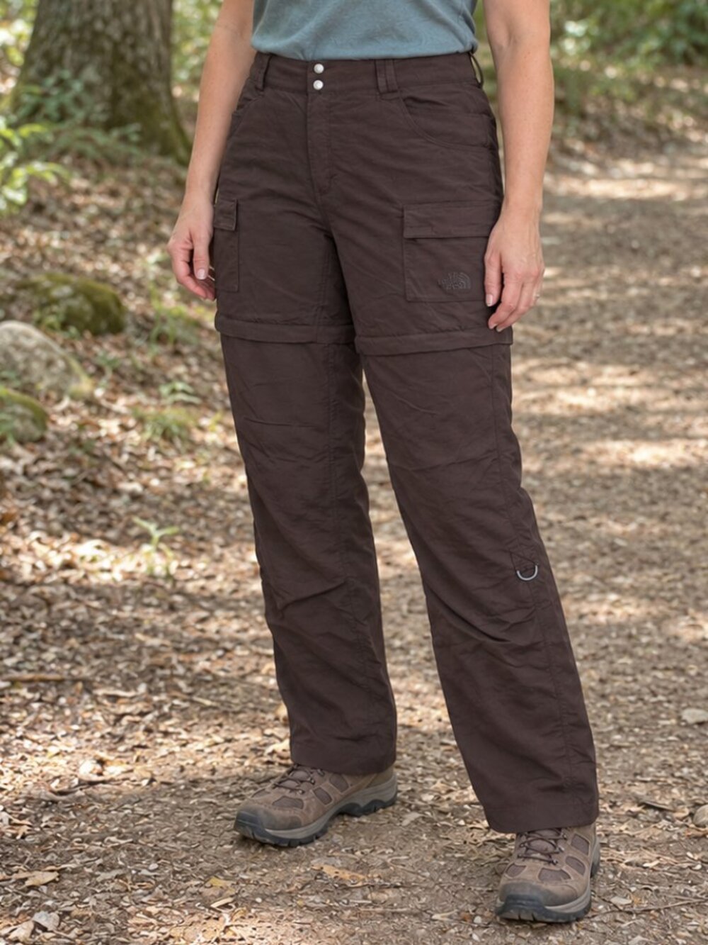 The North Face Convertible Cargo Hiking Pants Women's 16 Brown Nylon Zip-Off